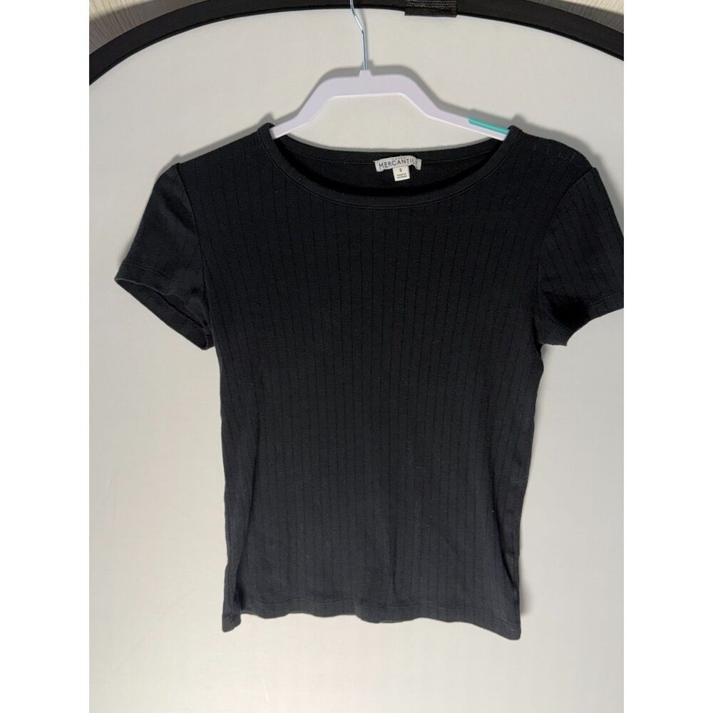 J.Crew Mercantile Women’s S Small Black Ribbed 100% Cotton Fitted Tee